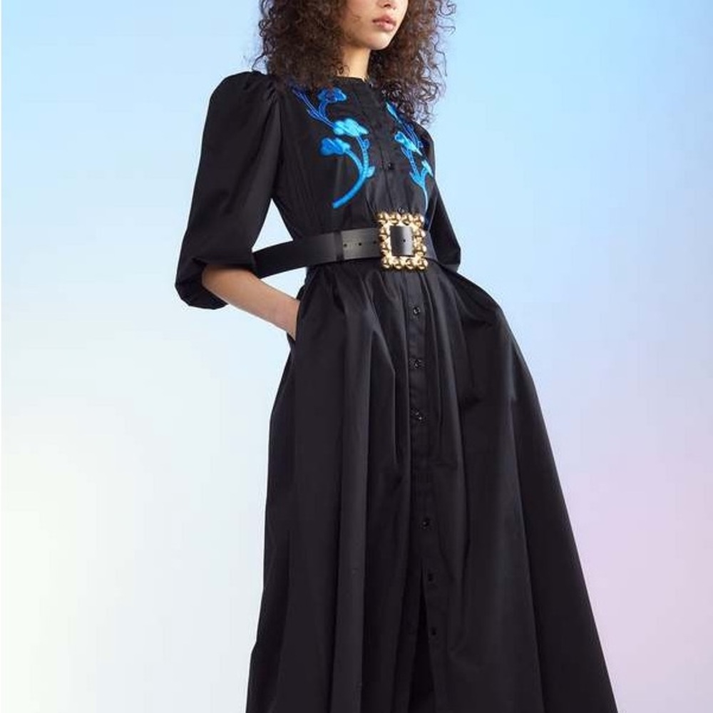 Elegant Black Dress with Blue Accents